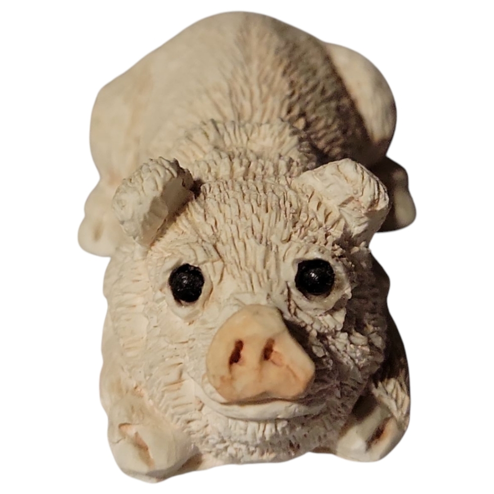 Vtg Pig Piglet Lying Down Figurine Stone Critters Animal Collection SCL-016 3”